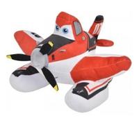 cavernedesjouets Peluche Planes : Avion Dusty Bombardier a Eau 22 cm - véhicule Rouge et Blanc - Set Doudou Enfant et Carte Tigre