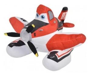 cavernedesjouets Peluche Planes : Avion Dusty Bombardier a Eau 22 cm - véhicule Rouge et Blanc - Set Doudou Enfant et Carte Tigre