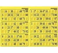 Plaque De 6 Grilles Cartons Loto 90 Numeros, Format Standard - Epaisseur 1 Mm, Rigide - Couleur Jaune Soleil - Set Accessoire Bingo Et Carte