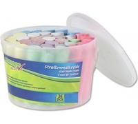 cavernedesjouets Pot/Seau de 36 craies de Trottoir Couleurs Assorties - Set craies geantes Multicolores Cour de Recreation avec Carte Tigre - Enfant