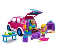 cavernedesjouets pour pinypon - Coffret Camping Car Familial + 2 Figurines + Accessoires - Van Aventure, Vacances - Set Mini Poupee vehicule + Carte