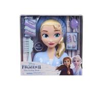 cavernedesjouets pour Reine des neiges - Tete a coiffer Elsa, 14 Accessoires Coiffure - Poupee Princesse Blonde - Set Jouet Enfant et Carte