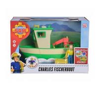 cavernedesjouets pour Sam Le Pompier - Coffret Bateau de Peche de Charlie - avec Grue et treuil Fonctionnels - Figurine Accessoires - Set Jouet +Carte