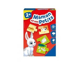 cavernedesjouets Puzzle Duo Maman et Ses Petits Bebes Animaux, 12 Paires - Jeu educatif 2 Ans - Observation, Association - Set Jouet Enfant et Carte