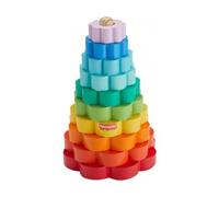 cavernedesjouets Pyramide Anneaux Bebe en Bois fsc, 9 Anneaux et 1 Base - empileur Arc en Ciel, Tour empilable - des 18 Mois - Set Jouet Bebe avec Carte