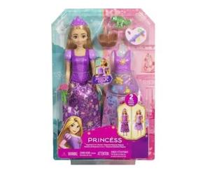 cavernedesjouets Raiponce avec Robe et 3 Accessoires - poupée Mannequin 30 cm Pique-Nique - Set Princesse 2 en 1 et Carte Tigre