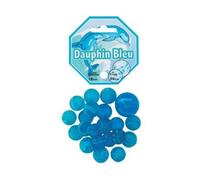 cavernedesjouets Sachet 20 Billes Bleu de 1.6 cm avec 1 Callot de 2.5 cm Dauphin - Jeu de Plein Enfant - Set Jeu recréation et 1 Carte Tigre