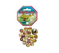 cavernedesjouets Sachet de 20 Billes guépard 1.6 cm + 1 Callot de 2.5 cm - Jeu de recréation - Set Jeu de Plein air + 1 Carte - nouveauté