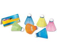 cavernedesjouets Sachet de 6 Volants Multicolores de Badminton en Plastique - Accessoire Jeu de Raquettes - Set Plein air + 1 Carte Tigre