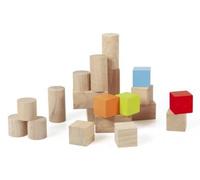 cavernedesjouets Set de 21 Cubes en Bois - idéal pour développer Son Imagination et sa dextérité - Set Jouet 1er Age Enfant + Carte Animal - Construire Pyramide