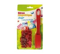 Cavernedesjouets Set Loto Rouge - Ramasse Pions + 100 Jetons Magnétiques - Bâton Magnétique pour Bingo - Accessoire