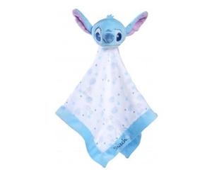 cavernedesjouets Stitch Grand Doudou Plat Lange Blanc et Bleu 40 x 40 cm - Peluche Enfant et Bebe + Carte Tigre - Naissance