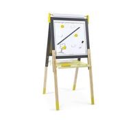 cavernedesjouets Tableau Enfant Double Face Bois, Noir Craie/Blanc magnetique - Pliable, reglable 91-126 cm - Rouleau Papier - Set educatif + Carte