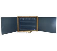 cavernedesjouets Tableau Mural 3 Volets en Bois Double Face + Brosse + craies + Feutre - 156x43cm / 56x43cm - Set Ecole + 1 Carte Tigre - Enfant