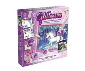 cavernedesjouets Tableaux a pailleter licornes phosphorescentes - glitterizz - set loisirs créatifs + 1 carte tigre - nouveauté