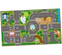 cavernedesjouets Tapis Voitures Enfant XL, 72x120cm, antiderapant - avec Feux Lumineux et 3 vehicules - Jeu Circuit Ville, City - Set Jouet Chambre et Carte