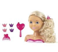 cavernedesjouets Tete a coiffer et maquiller Blonde 21 cm ma Belle Princesse + 3 Accessoires Ultra Chevelure - Cheveux Longs - Set Poupee avec Carte