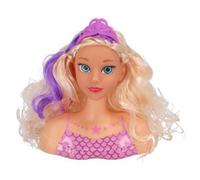 cavernedesjouets Tete a coiffer Princesse Sirene 18 cm, 6 Accessoires - Cheveux blonds - Coiffure Fashion - Jouet Enfant - Set Poupee avec Carte