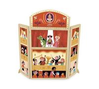 cavernedesjouets Theatre de marionnettes en Bois Enfant 110 x 5 x 115 cm - Base Robuste Rideaux Scene - Jeu Imagination - Set castelet et Carte