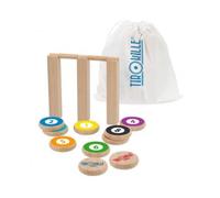 cavernedesjouets Tirokille en Bois 4 Jeux en 1 - Melange de Petanque, quilles, palets - Jeu adresse et strategie - Set Plein air, Exterieur et Carte Offert - des 5 Ans