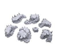 Cavernes surélevées par paysage imprimable, paysage de RPG de table imprimé en 3D et terrain de guerre miniatures de 28 mm
