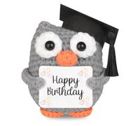 CAVERZ Pocket Hug Hibou - Poupée d'anniversaire, avec carte Happy Birthday, joli porte-bonheur pour un anniversaire et une fête, cadeau positif pour la famille et les amis