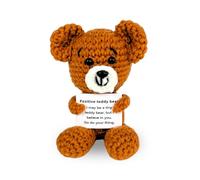 CAVERZ Pocket Hug - Ours de motivation - Porte-bonheur crocheté à la main - Tiny Teddy Mutmacher pour examens, profession et confiance en soi - Poupée en tricot pour adultes et enfants