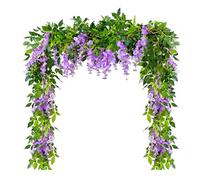 Cavestoff Lot de 4 guirlandes de fleurs artificielles de glycine de 2 m pour décoration d'arche de mariage, plantes artificielles, feuillage en rotin, fausses fleurs, décoration d'intérieur
