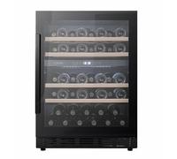 Cavin Cave à vin encastrable, Arctic Collection 60D Fullglass Noir, deux zones de température, contenir jusqu'à 46 bouteilles, une porte en verre anti-UV, éclairage LED blanc, silencieux