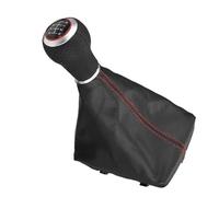 CAVINBDZ Pommeau Levier Vitesse Pommeau De Levier Vitesses Manuel 6 Rapports Avec Soufflet En Cuir PU Pour A4 S4 8K A5 8T Q5 8R Pour S-Line 2007-2015 (Red)