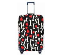 Cavizow Dog Bones Love Heart Housse de bagage élastique lavable anti-rayures S-XL, multicolore, L (Fits 25-28 in Luggage)