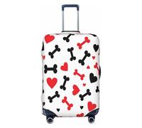 Cavizow Dog Bones Love Heart Housse de bagage élastique lavable anti-rayures S-XL, multicolore, S (Fits 18-21 in Luggage)
