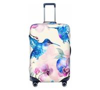 Cavizow Housse de bagage de voyage élastique lavable et anti-rayures Motif colibri Rose Orchidée S-XL, multicolore, XL (Fits 29-32 in Luggage)