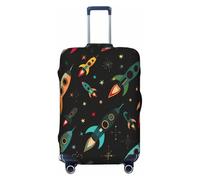 Cavizow Housse de bagage de voyage élastique motif fusées spatiales, lavable et anti-rayures S-XL, multicolore, XL (Fits 29-32 in Luggage)