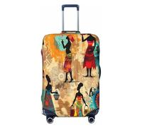 Cavizow Housse de bagage de voyage ethnique africaine égyptienne pour femme, housse de valise élastique, lavable, anti-rayures, tailles S-XL, multicolore, M (Fits 22-24 in Luggage)