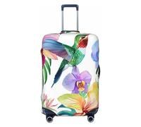 Cavizow Housse de bagage élastique lavable et anti-rayures Motif colibri orchidée printanière S-XL, Multicolore, L (Fits 25-28 in Luggage)