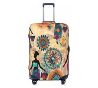 Cavizow Housse de bagage élastique lavable et anti-rayures Motif femme africaine égyptienne S-XL, Multicolore, S (Fits 18-21 in Luggage)