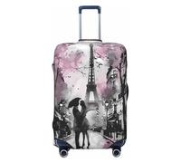 Cavizow Romantique Love Paris Tour Eiffel Housse de valise élastique lavable anti-rayures S-XL, multicolore, L (Fits 25-28 in Luggage)