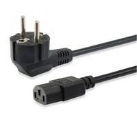 Equip 112121 Câble d'Alimentation Noir 3m IEC C13 - CEE7/7 H05VV-F3G 3x1mm² 10A/250V PVC Connecteur Coudé 90° Certifié Nemko/REACH/RoHS/VDE
