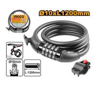 CAVO ANTIFURTO 1X120CM CON LUCCHETTO A COMBINAZIONE E SUPPORTO INGCO
