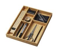 CAVO Organiseur de tiroirs en bambou 245 x 320 x 35 mm avec 6 compartiments pour la cuisine, le bureau, la salle de bain et la chambre à coucher