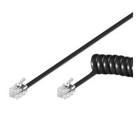 Cavo telefonico spiralato per cornetta 7mt RJ10 4P4C Nero