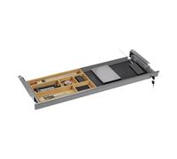 CAVO Tiroir pour documents verrouillable 850 x 265 x 45 mm gris avec insert en bambou Tiroir pour dossiers Tiroir de bureau