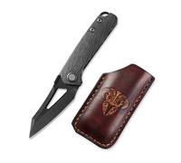 Cavol Denka Thumb Stud Knife,2,6" M390 Satin DCL Couteau de poche,3.35" Couteau pliant Liner Lock avec manche fibre de carbone,2.48oz EDC Couteau avec étui Folding Knife(DCL et fibre de carbone)