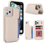 Cavor Coque Compatible avec iPhone 11 Pro,Flip Portefeuille Étui en Cuir,[4 Porte Cartes][Fermeture Bouton],Protection Housse Etui Compatible avec iPhone 11 Pro - Beige
