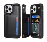 Cavor Coque Compatible avec iPhone 12/12 Pro,Flip Portefeuille Étui en Cuir,[4 Porte Cartes][Fermeture Bouton],Protection Housse Etui Compatible avec iPhone 12/12 Pro - Noir