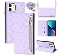 Cavor Coque iPhone 12 Mini avec Cordon,Flip Portefeuille Étui en Cuir,[2 Porte Cartes][Fermeture magnétique],Réglable Collier Clapet Housse Etui Rabat pour iPhone 12 Mini - Violet