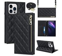 Cavor Coque iPhone 13 Pro Max avec Cordon,Flip Portefeuille Étui en Cuir,[2 Porte Cartes][Fermeture magnétique],Réglable Collier Housse Etui Rabat Case pour iPhone 13 Pro Max - Noir