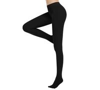 Cavotor Collants thermiques épais pour femme - Doublure en polaire chaude - Taille haute - Contrôle du ventre - Collants opaques, Sans polaire avec pieds - Noir, L