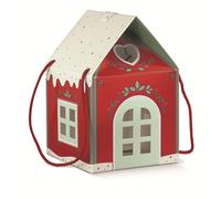 CAVSERVICE-Boîte maison décorée coloris rouge et blanc Cav Service - 20 x 20 x h 18 cm